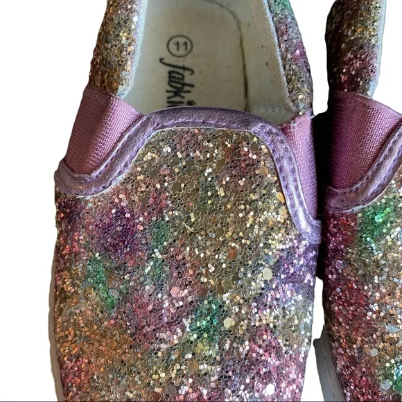 Fab Kids Toddler Sparkle Glitter Rainbow Kids Shoes Size 11 Girls - Picture 6 of 9